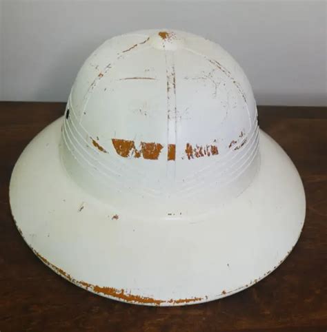 VTG MILITARY WHITE Pith Helmet aka Safari, Jungle, Sun, or American ...