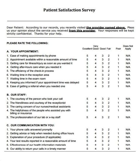 FREE 10+ Sample Patient Satisfaction Survey Templates in PDF | MS Word | Survey template ...