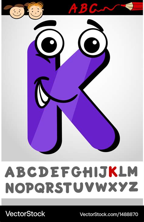 Funny letter k cartoon Royalty Free Vector Image