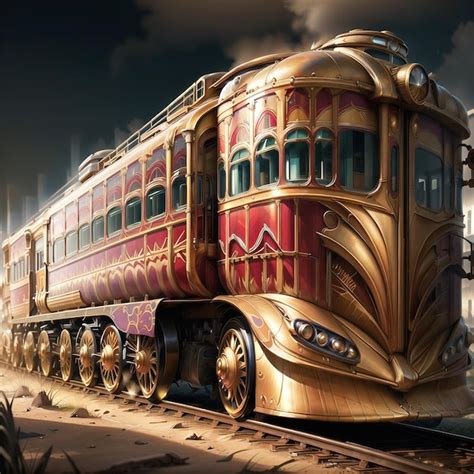 Premium AI Image | a photograph of a train in gold in an art