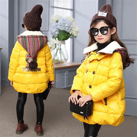 children's winter jackets girls hooded parka yellow winter coat for ...