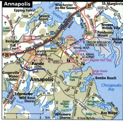 Annapolis city road map truck drivers area town toll free highways map - USA