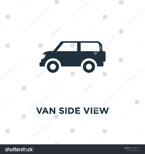 Van side view icon. Black filled vector - Royalty Free Stock Vector 1183943311 - Avopix.com