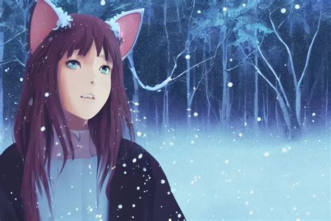 female mage with cat ears in a snowy forest, detailed | Stable Diffusion | OpenArt