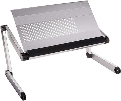 Foldable laptop table, adjustable height, angle of inclination and position, ventilation slots ...