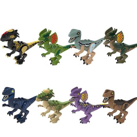 Dilophosaurus VS Velociraptor Minifigures Lego Compatible Jurassic World 3 Sets