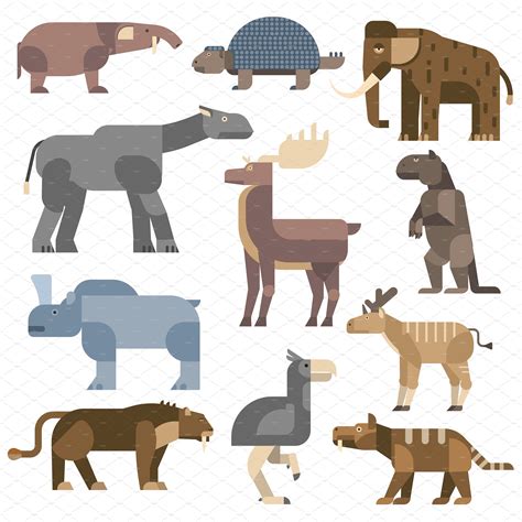 Ice age animals vector illustration | Prehistoric animals, Ancient ...