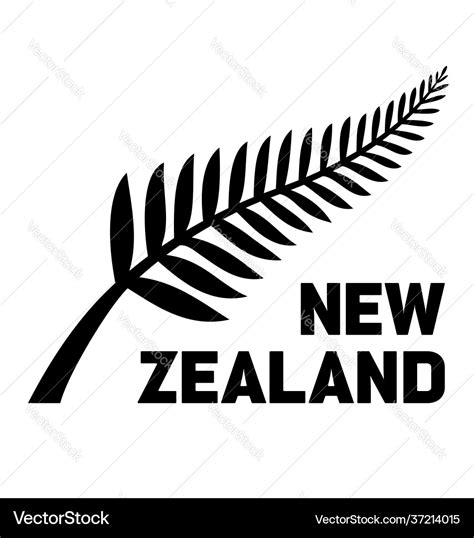 New zealand text with silver fern logo icon Vector Image