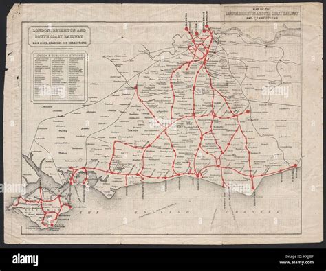 Map of the London, Brighton & South Coast Railway and connections c1910 ...