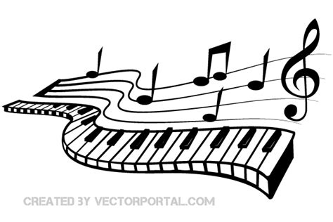 Keyboard and Music Notes Vector Image | Music notes, Music drawings, Art music