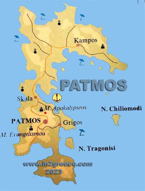 Map of Patmos. political and physical maps