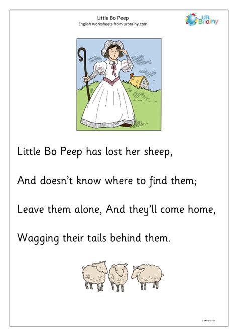 Little Bo Peep nursery rhyme - Nursery Rhymes by URBrainy.com