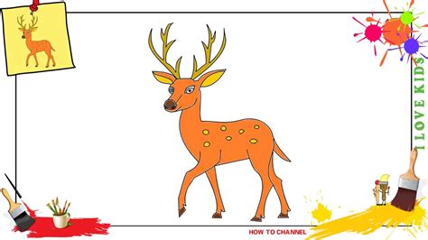 How to draw a deer EASY & SLOWLY step by step for kids (update) - YouTube