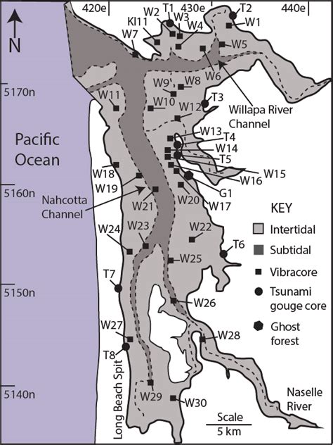 Map of core sites in Willapa Bay | Download Scientific Diagram