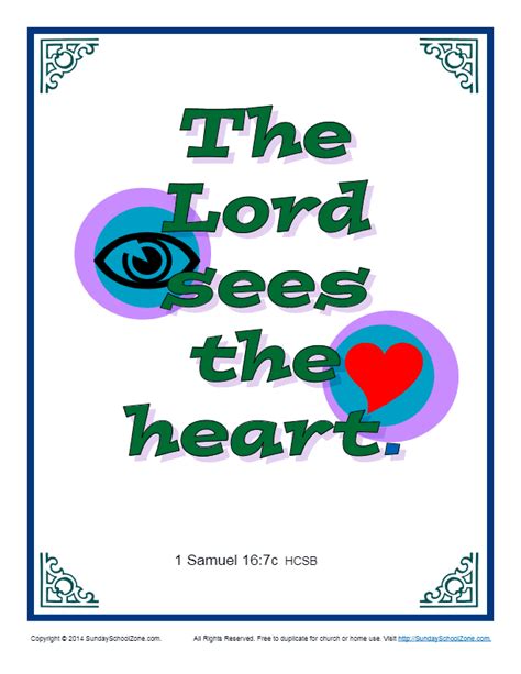 Bible Verses for Kids - Printable Poster - 1 Samuel 16:7c