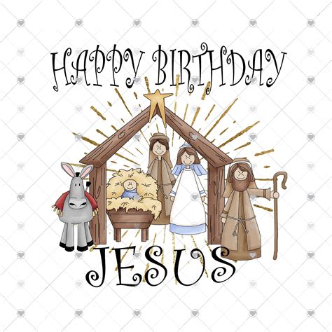 Happy Birthday Jesus Christmas Sublimation Transfer Nativity - Etsy