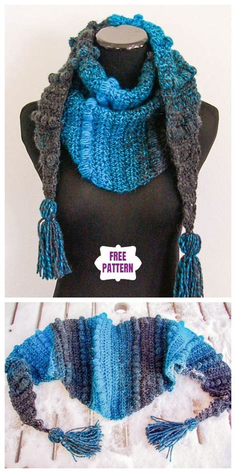 Crochet Puff Stitch Mod Scarf Free Crochet Pattern | Patrones bufandas ...