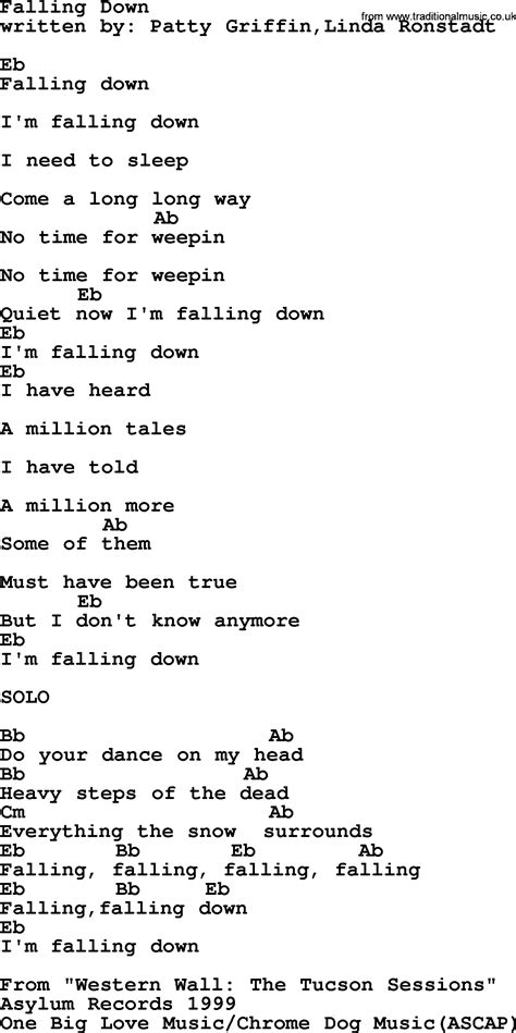 Emmylou Harris song: Falling Down, lyrics and chords