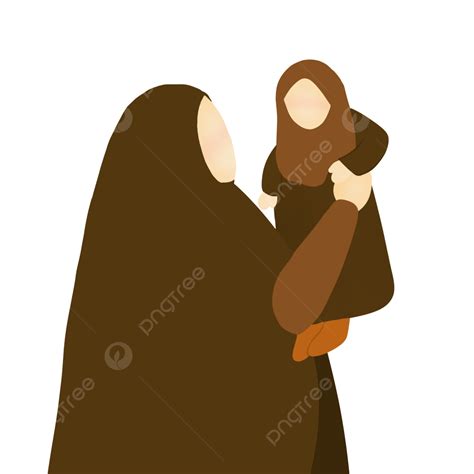 Mom And Daughter PNG Picture, Muslim Mom And Her Daughter Illustration ...