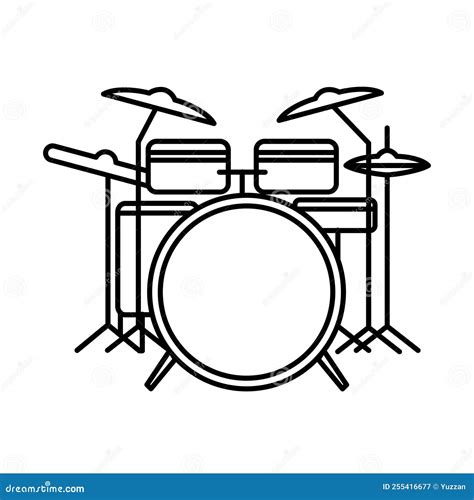 Drum Set Outline Vector Icon Stock Vector - Illustration of acoustic ...