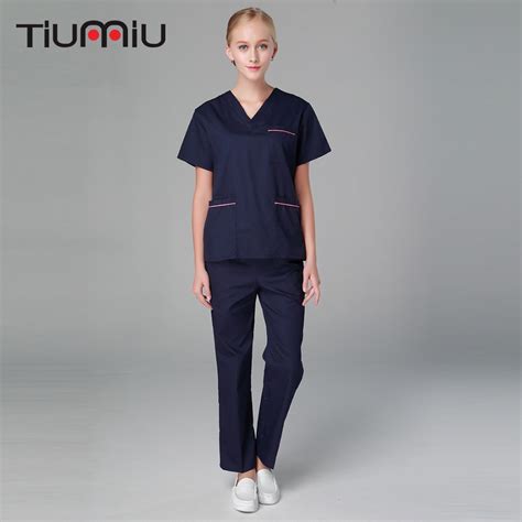 Unisex Doctor Uniform Hospital Medical Scrub Clothes Women Drugstore Sets Navy Blue Surgical ...