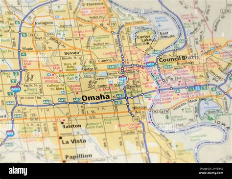 Map of the city of Omaha, NE Stock Photo - Alamy