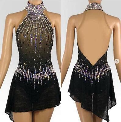 Custom Black Figure Skating Dress for Competition Girls Crystal 2019 YIKE | eBay