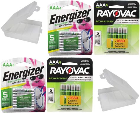 8 Rayovac AAA and 8 Energizer AAA Rechargeable Batteries with Battery ...