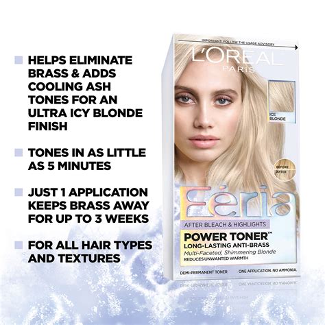 L'Oreal Paris Feria Long-Lasting Anti Brass Power Hair Toner, Ice ...