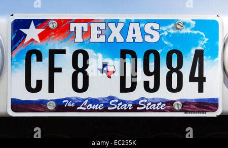 Texas license plate; vehicle registration number. Texas number plate ...