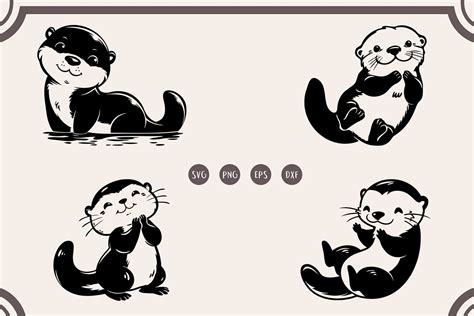 Cute Otters Bundle Svg, Cute Otter Svg Graphic by Black Blot · Creative Fabrica