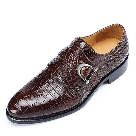 Alligator Leather Single Monk Strap Dress Shoes Oxford Formal Business ...