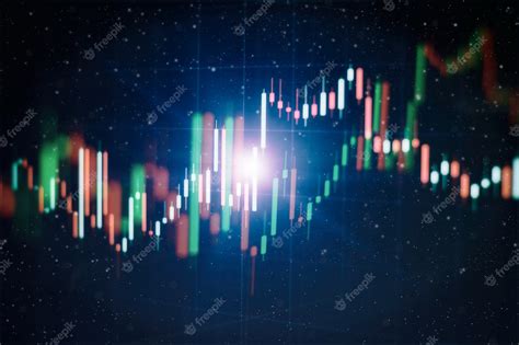 Premium Photo | Technical price graph and indicator, red and green candlestick chart on blue ...