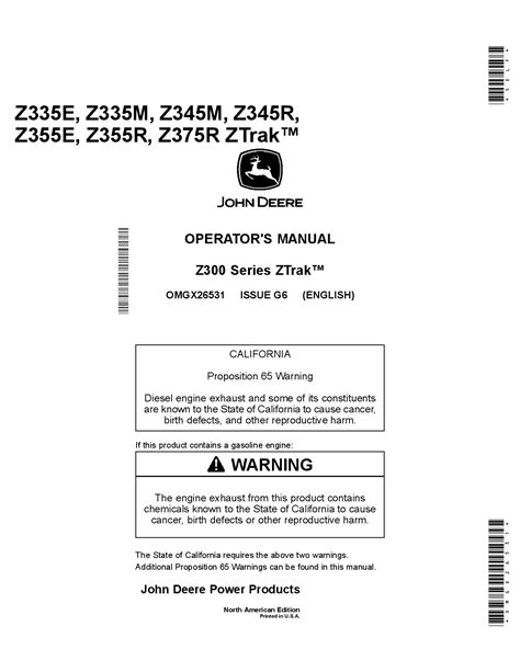 John Deere Z335E -Ztrak Parts Catalog Manual Pdf Download - Service ...