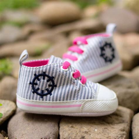 BLUE KIDS | White Baby Toddlers Infant Flats Stripes Sneakers Shoes (P-BOAT) - Ali-Zon