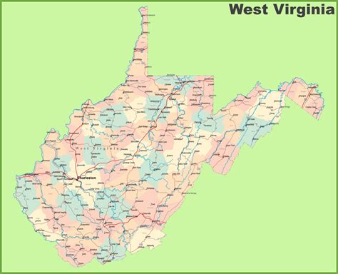 Free Printable Blank Map of West Virginia with Cities | World Map With ...