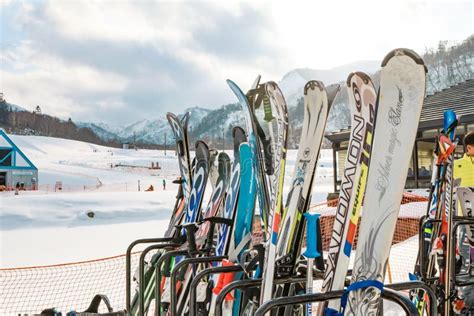 Pair of Ski and Snowboard Equipment Ready To Use Editorial Stock Image ...