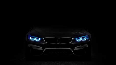 Download wallpaper 3840x2160 bmw, car, blue headlight, dark 4k ...