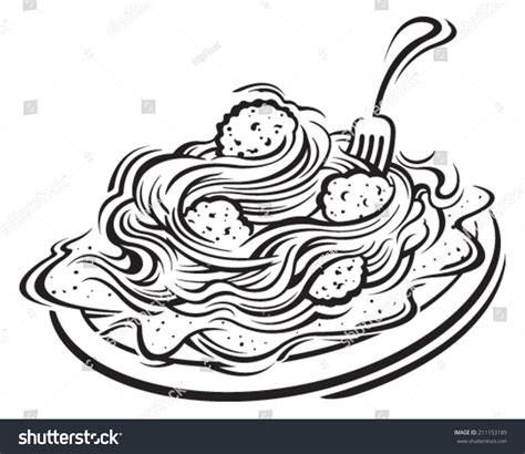 Spaghetti And Meatballs Stock Vector 211153189 : Shutterstock