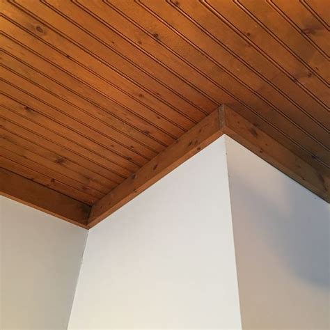 Kitchen - knotty pine bead board ceiling & square trim, medium stain ...