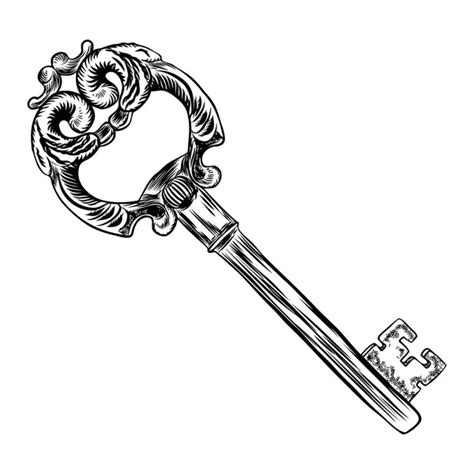 Hand Drawn Antique Key Sketch Style Vintage Key White Background Stock ...