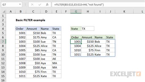 Basic filter example - Excel formula | Exceljet