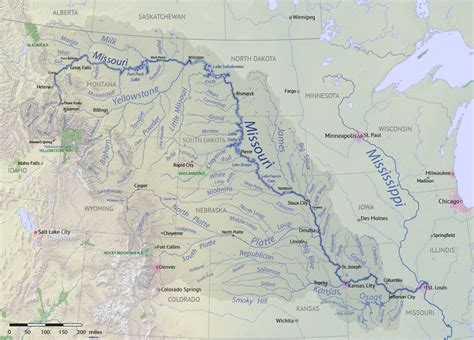 Missouri River - Wikipedia | Missouri river, Missouri, Map