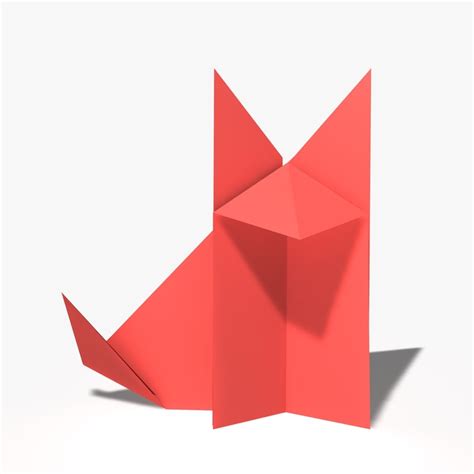 origami fox 3d model