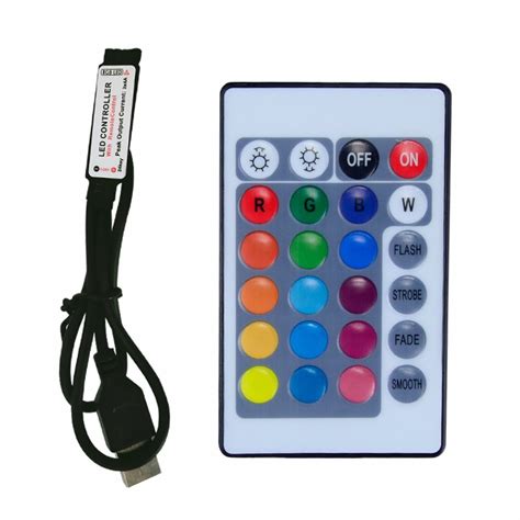 USB 24 Key RGB LED Controller 5V IR Remote RGB LED Dimmer Interface 4 Pin Apply to 2835 5050 ...