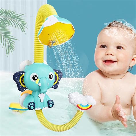 Baby Bath Toys - Electric Elephant Baby Shower Game, Baby Bath Shower Head with Adjustable ...