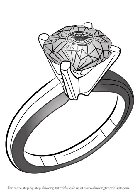 How to Draw a Diamond Ring (Jewellery) Step by Step ...