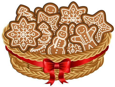 Christmas Basket with Gingerbread Cookies PNG Clip Art Image | Gallery ...