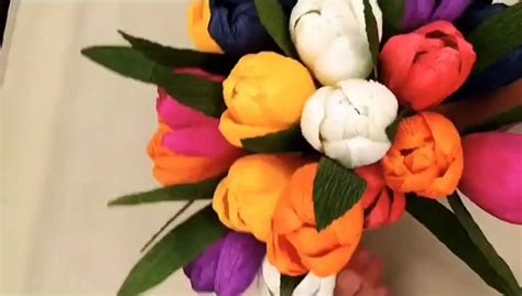 paper flower tulip with crepe paper making tutorial - video Dailymotion