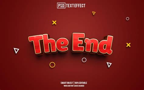 Premium PSD | The end text effect font editable typography 3d text